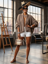 Damen Cardigan Williamsburg | Camel Beige | One Size | Fashion Chic