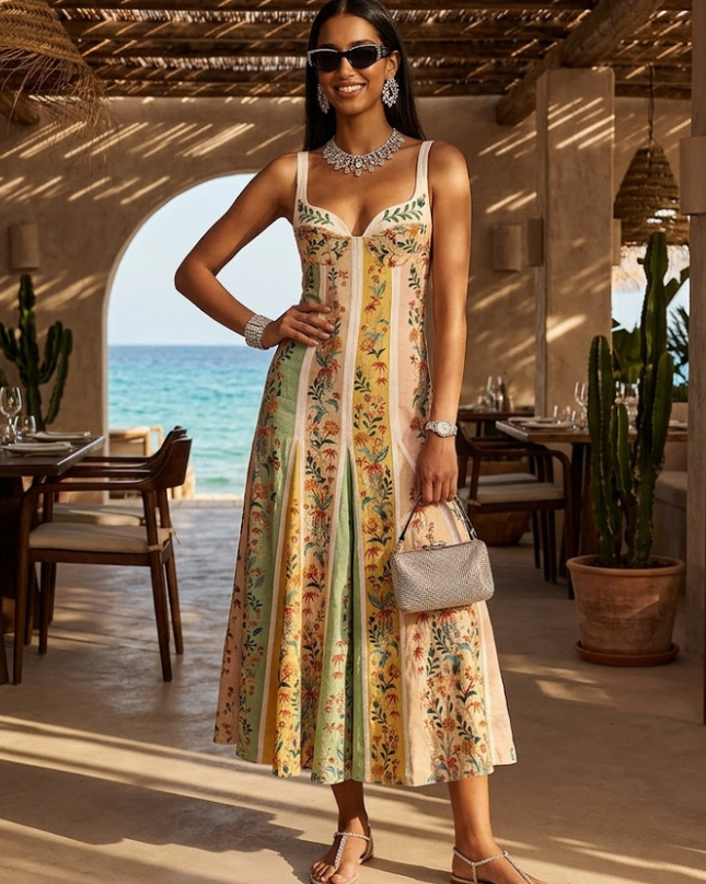 Women Strapless Floral Dress, IBIZA - BYMANYC ® New York-0