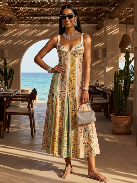 Women Strapless Floral Dress, IBIZA - BYMANYC ® New York-0