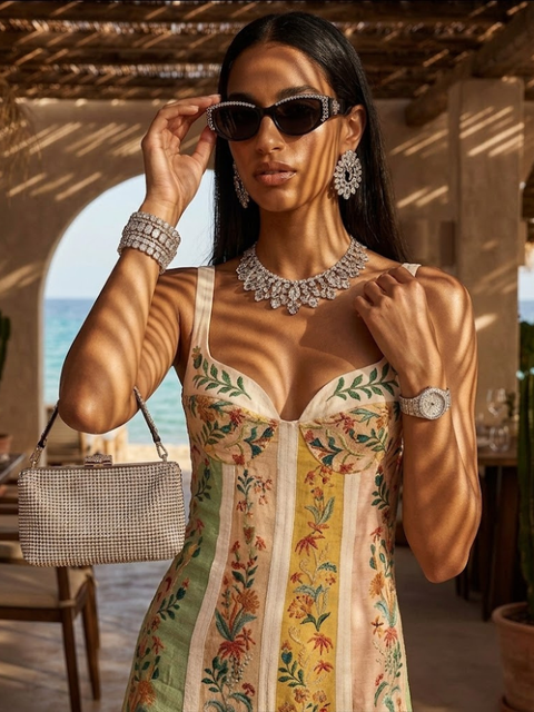 Women Strapless Floral Dress, IBIZA - BYMANYC ® New York-1