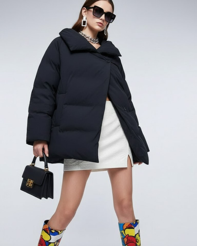 Women's Asymmetric Padded Jacket FLATIRON New Collection Couture in Manhattan BYMANYC ® New York-1