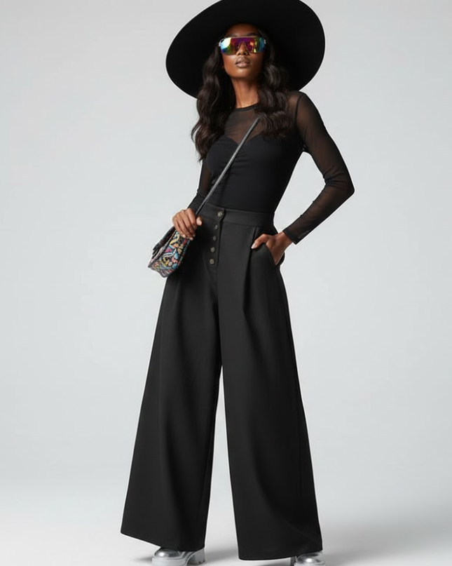 Women's Extra Wide Trousers BROOKLYN HEIGHTS NYFW New Colecction BYMANYC ® New York-1