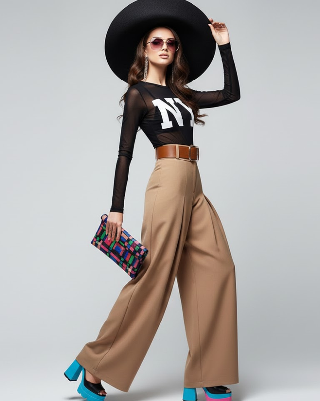 Women's Extra Wide Trousers UPPER EAST SIDE NYFW New Colecction BYMANYC ® New York-0