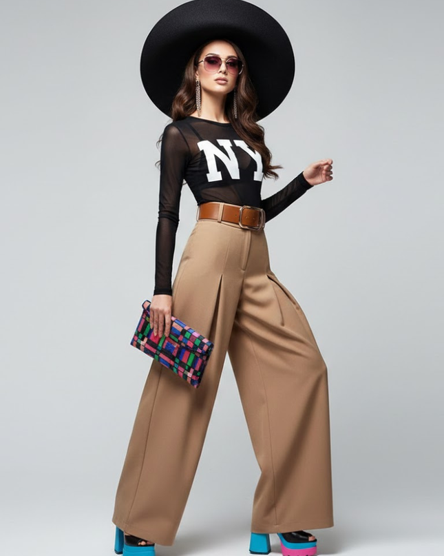 Women's Extra Wide Trousers UPPER EAST SIDE NYFW New Colecction BYMANYC ® New York-1