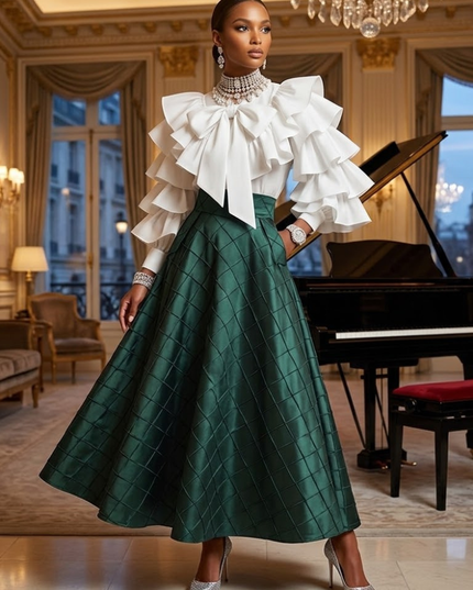 Women's Green Satin Skirt • QUARTIER LATIN • New Collection PARIS LE MARAIS BYMANYC ® New York-0