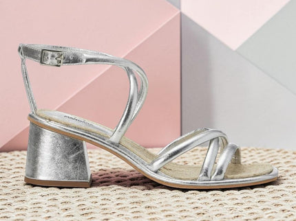Bromelia Silber Leder-Sandalen