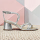 Bromelia Silber Leder-Sandalen