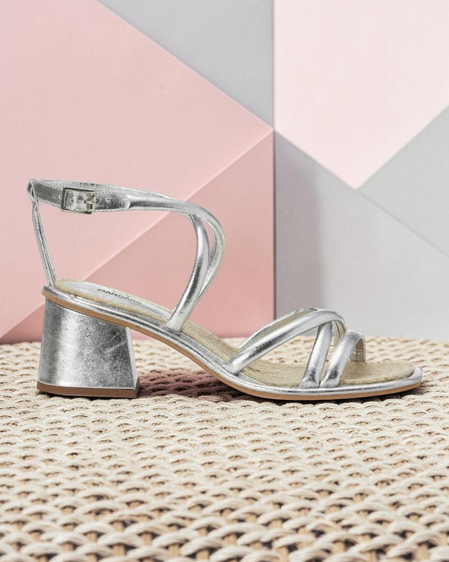 Bromelia Silber Leder-Sandalen