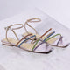 Arca Leder-Sandalen – Kristallriemen Flach Lila | Mangará Atelier