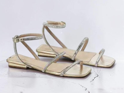 Aroeira Gold Leder-Sandalen – Kristallriemen