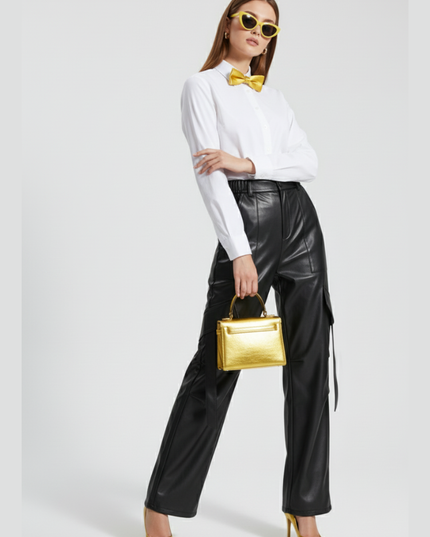 👖 Damenhose Wall Street Couture | Vegan Leather | Schwarz