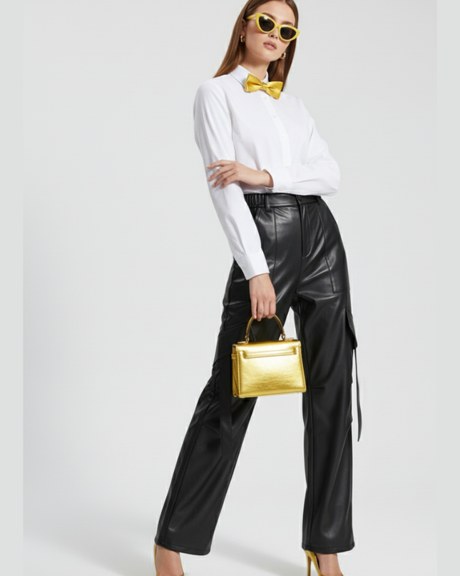 👖 Damenhose Wall Street Couture | Vegan Leather | Schwarz