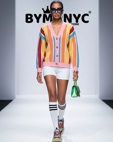 BYMANYC ® New York | Strickcardigan Rainbow Stripe | Pink