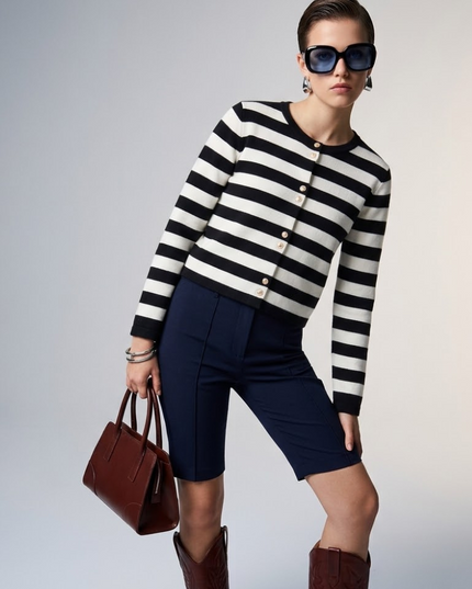 BYMANYC ® New York | Parisian Gold Button Cardigan | Stripe