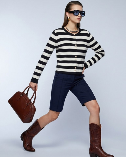 BYMANYC ® New York | Parisian Gold Button Cardigan | Stripe