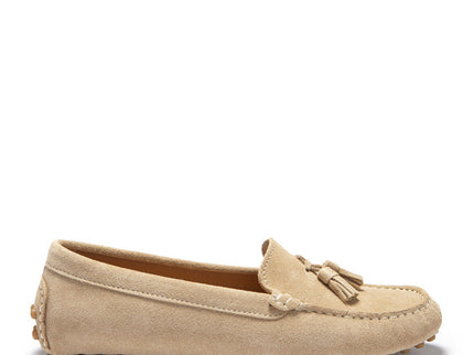 Women's Tasselled Driving Loafers, taupe suede