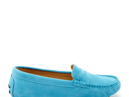 Women's Penny Driving Loafers, turquoise suede