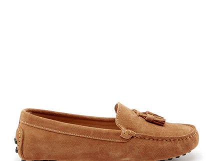 Women's Tasselled Driving Loafers, tobacco suede