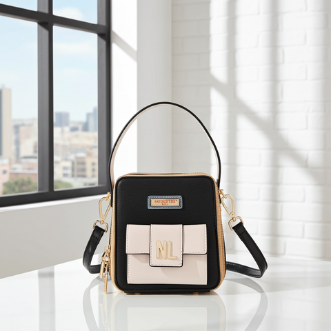 Umhängetasche mit Tasche & Color-Block-Design (Schwarz) – Nicole Lee