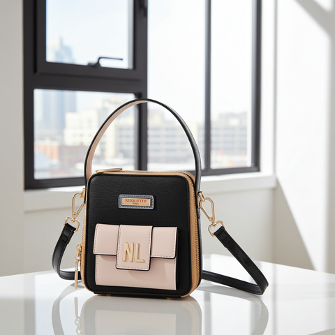 Umhängetasche mit Tasche & Color-Block-Design (Schwarz) – Nicole Lee