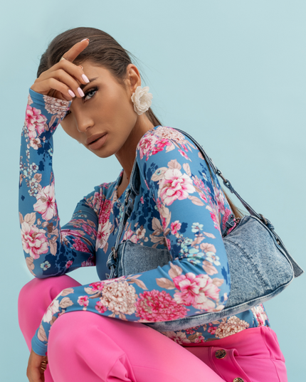 LA BALANCIA | SHIRA Langarmbluse | Blue Flowers