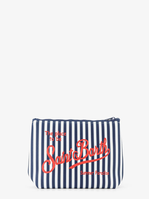 Aline scuba clutch with striped pattern