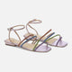 Arca Leder-Sandalen – Kristallriemen Flach Lila | Mangará Atelier