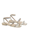 Aroeira Leder-Sandale Gold – Kristallriemen Flach