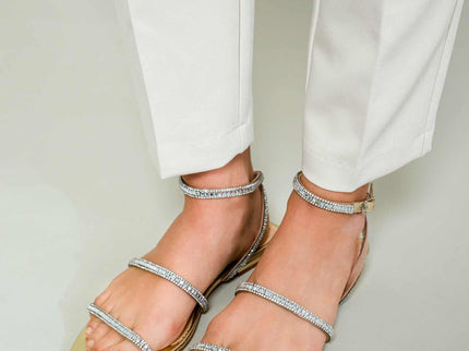 Aroeira Leder-Sandale Gold – Kristallriemen Flach