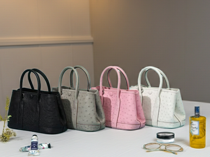 Genuine Ostrich Skin Leather Small Tote Bag