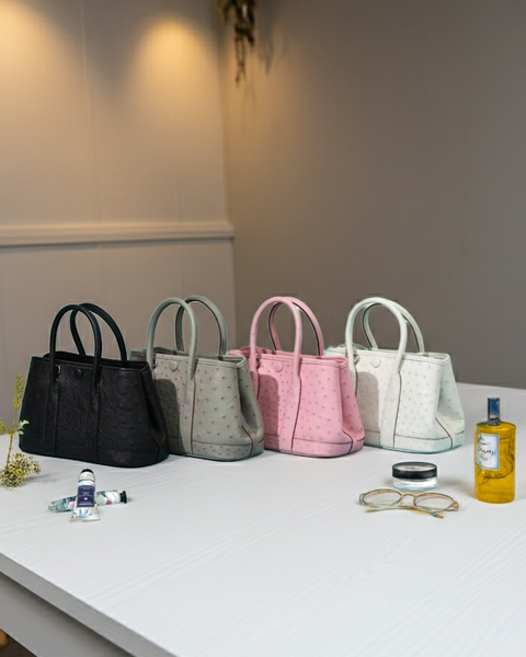 Genuine Ostrich Skin Leather Small Tote Bag