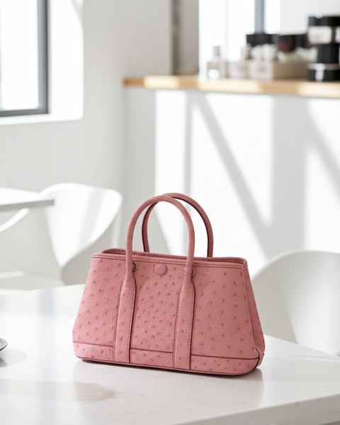 Genuine Ostrich Skin Leather Small Tote Bag