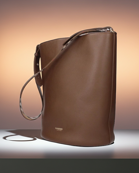BURBERRY BUCKET LEATHER BAG MD BROWN