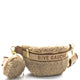 Rive Gauche shearling fanny pack with gold zipper and matching pouch, luxury designer accessory