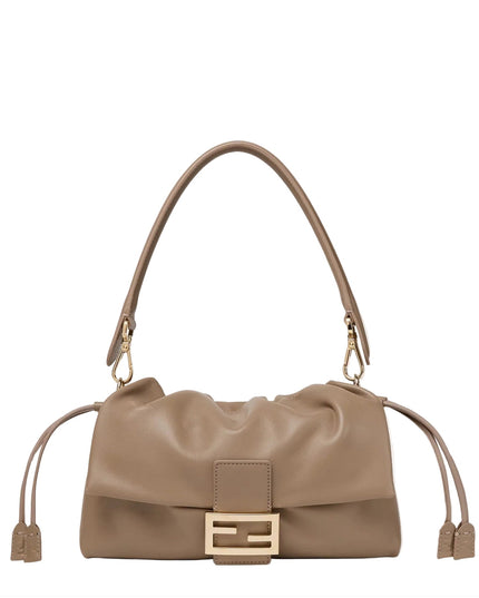 Fendi | Baguette Soft Medium Lederschultertasche | Taupe