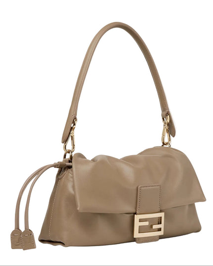 Fendi | Baguette Soft Medium Lederschultertasche | Taupe