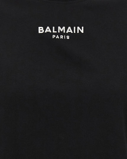 Balmain | Cropped Baumwoll-T-Shirt mit Logo-Stickerei | Schwarz | Damen