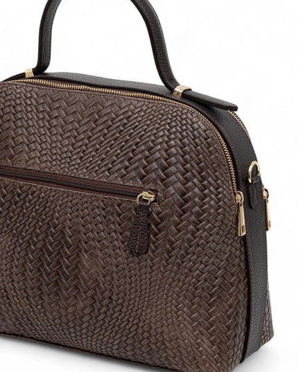 ZEEN | NOA Ledertasche mit geprägtem Flechtmuster | Braun