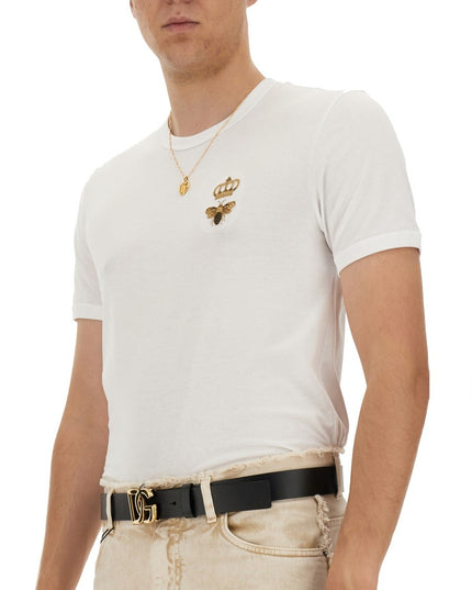 "BEE AND CROWN" EMBROIDERED T-SHIRT