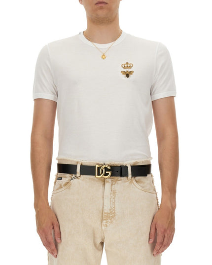 "BEE AND CROWN" EMBROIDERED T-SHIRT
