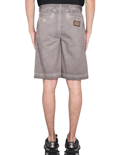 BERMUDA SHORTS WITH LOGO PLAQUE