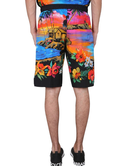 BERMUDA SHORTS WITH SUNSET PRINT