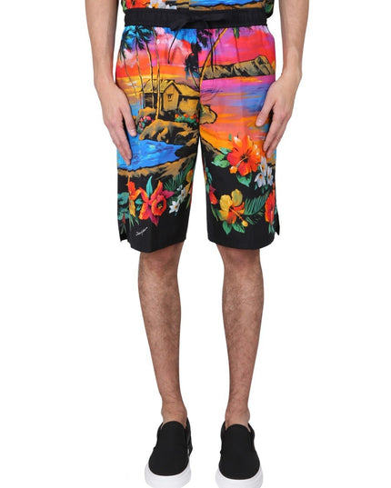 BERMUDA SHORTS WITH SUNSET PRINT