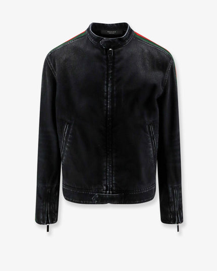 Black denim jacket certified cotton jacket with a faded effect