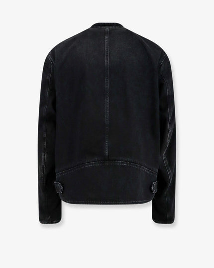 Black denim jacket certified cotton jacket with a faded effect