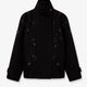 Black denim jacket with floral details in sequins and crystals