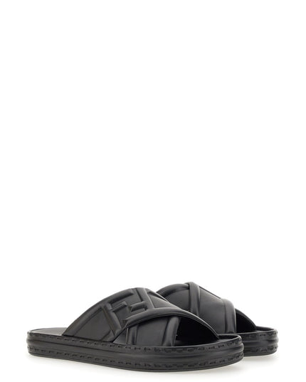 BLACK LEATHER SANDAL