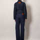 Blue denim jeans with FF detail on the bottom