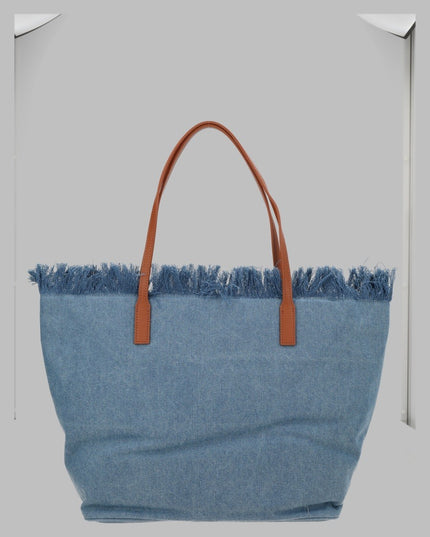 BORSA "CITY" IN DENIM CON FRANGE