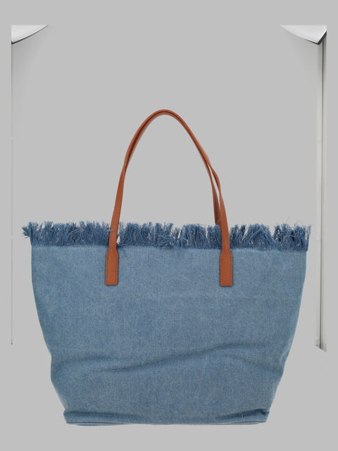 BORSA "CITY" IN DENIM CON FRANGE